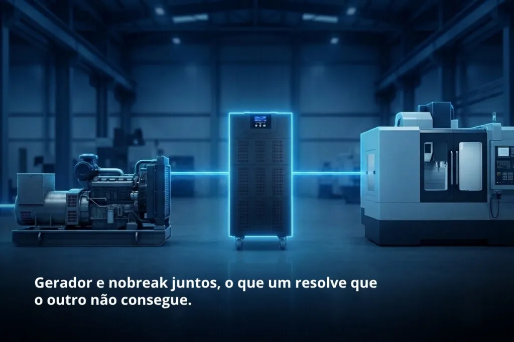 Gerador e nobreak juntos, o que um resolve que o outro não consegue